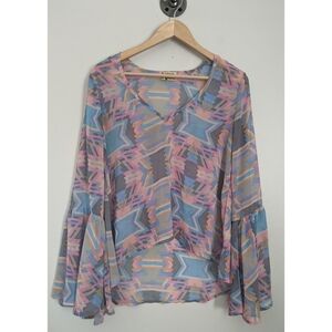 Show Me Your Mumu Pastel Aztec Print Bell Sleeve